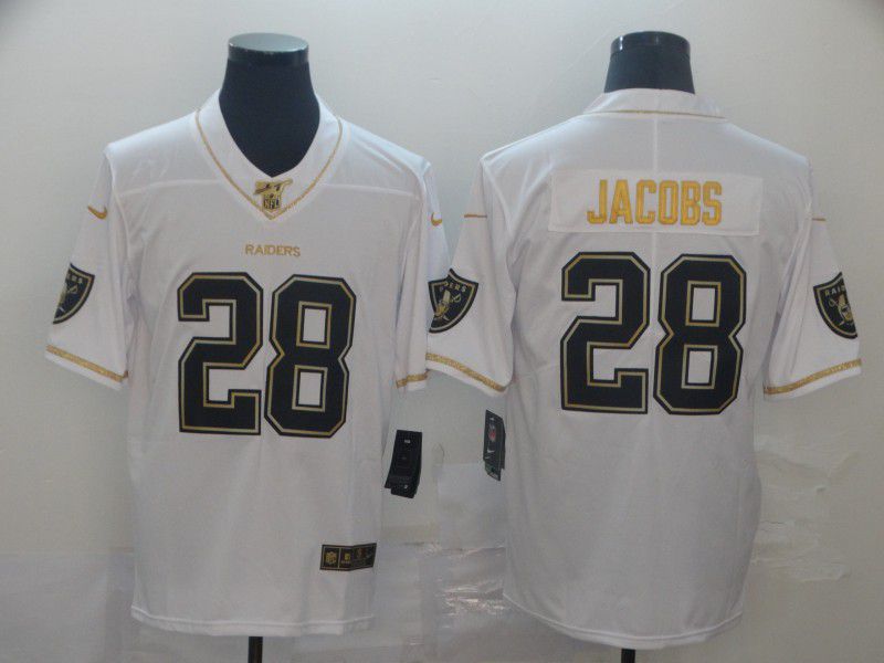 Men Oakland Raiders #28 Jacobs White Retro gold character Nike NFL Jerseys->san francisco 49ers->NFL Jersey